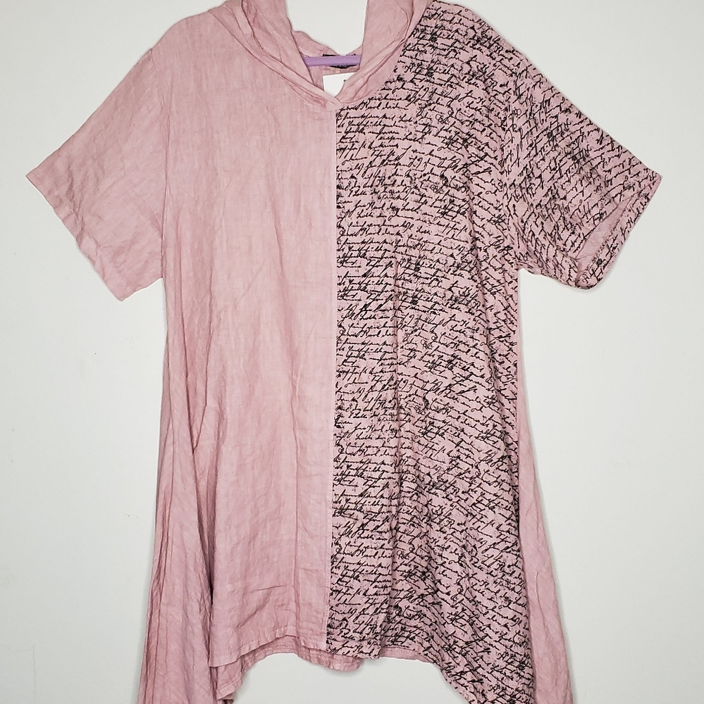 Sarah Santos Linen Lagenlook Graphic Tunic Top